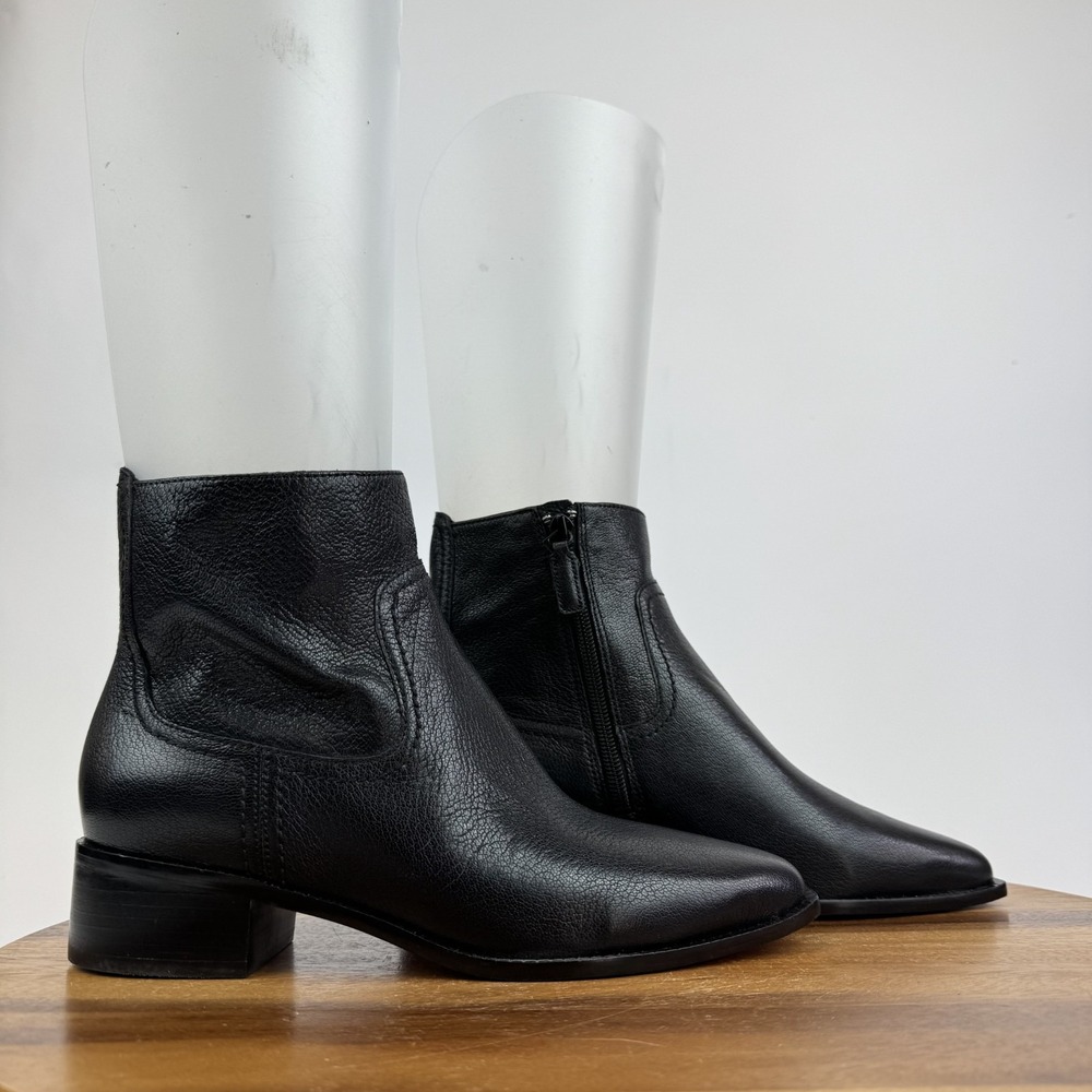 New Womens Cole Haan Naia Black Leather Western Casual Ankle Booties Size 7 B